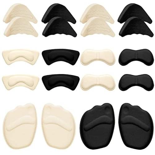 12 Pairs High Heel Cushion Pads Includes Adjustable Toe Filler Inserts Front Insoles Heel Grips Liner Insert for Preventing Too Big Shoe from Heel Slipping Blisters Relieve Pain Throughout The Day