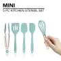 Cook With Color Set of Five Aqua and Rose Gold Silicone MINI Kitchen Utensil Set