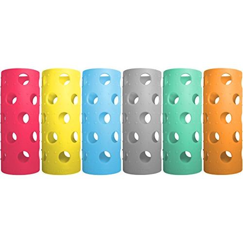 Brieftons Silicone Sleeves: 6-Pack Insulated Anti-Slip Protection Covers, Ultra Thick & Durable, Better Than Neoprene & Rubber, Also Perfect for Aquasana, Pratico Kitchen, Epica & Other Glass Bottles