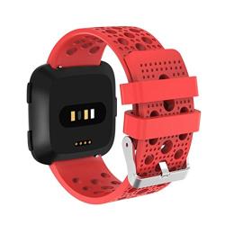 Alonea Fitbit Versa Watch Band, Soft Silicone Replacement Sport Perforated Band Strap For Fitbit Versa (Large Watermelon Red ??)