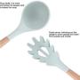 9PCS 10PCS Blue Silicone Kitchenware Set Kitchen Spatula Spoon Set Wooden Storage Tube