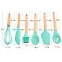 Rusily Silicone Cooking Utensils Set Kitchen Utensil Set Of 6Pcs Wooden Cookin Kitchenware Set Nonstick Kitchen Cooking Spoon Shovel