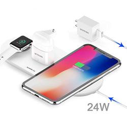 WORDIMA Airpower Wireless Charging Pad, 3-in-1 Multiple Devices Wireless Charger Dock Fast Charge Station Compatible with Airpods1-2,iPhone 8,8 Plus,X,Xr, Xs,Max, iWatch 1-4(Not for Series 5 and OS6)