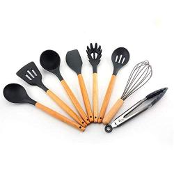 HUShjsd Silicone Kitchenware Set 8 With Wooden Handle, Non-stick Kitchen Shovel Spoon, Kitchen Tool Set，Baking And Mixing - Ergonomic Flexible Silicone Spatula