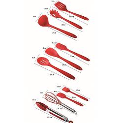 kitchen utensils-10-piece non-stick silicone kitchenware set kitchen tools baking utensils (red)