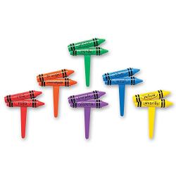 DecoPac 2D Bilingual Crayons DecoPic Cupcake Picks (12 Count)