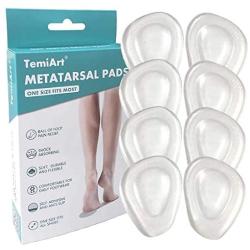 Temiart Ball of Foot Cushions Metatarsal Pads for Women Men Soft Gel Insoles Supports Forefoot Cushioning, Pain Relief Mortons Neuroma Foot Pads (4 Pair)