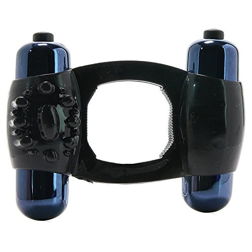 Black Stretch Dual Motor Double Bullet Enhancer Ring Couple Toys