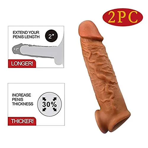 2 PC Privacy Packaging. Silicone penile Condom Expander expands Male Chastity Toys Lengthen Cock Sleeves Dick Socks Reusable Condoms.-007