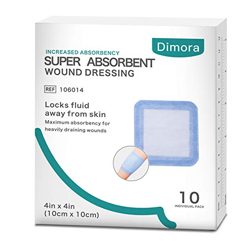 Dimora Super Absorbent Wound Dressing, with Non-Adherent Contact Layer, 4 x 4, 10 Count