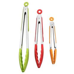 Jdeepued Silicone kitchenware 3-Piece Heavy Duty Non-Stick Stainless Steel Silicone BBQ and Kitchen Silicone Kitchen Utensils (Color : Multi-Colored, Size : 3 Piece Set)