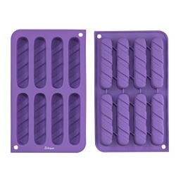 Bakerpan Silicone Fancy Biscuit Stick Baking Tray, Cookie and Chocolate Mold, 8 Cavities - Set of 2