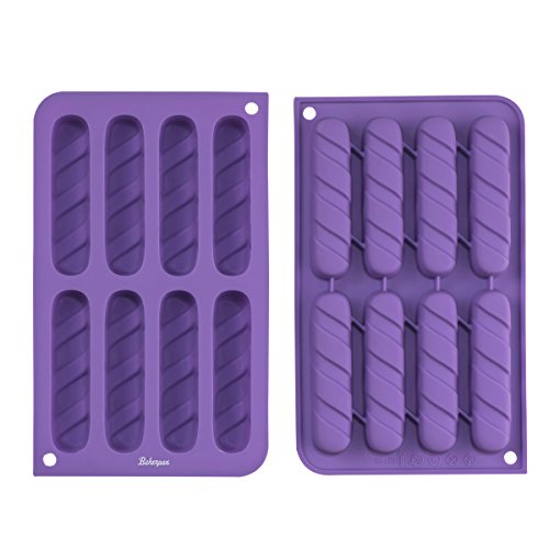 Bakerpan Silicone Fancy Biscuit Stick Baking Tray, Cookie and Chocolate Mold, 8 Cavities - Set of 2