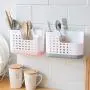 Storage Box Basket Rack Bag, Self-adhesive Detachable Plastic Cutlery Drain Rack Kitchenware Storage Box