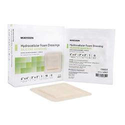 McKesson Hydrocellular Foam Dressing Silicone Adhesive Border 4 X 4" (3 X 3" Pad), Box of 10