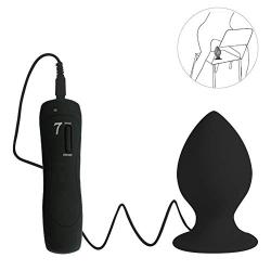 Sexbaby 7 Mode Silicone Vibrating Butt Plug Anal Vibrator Sex Toys with Suction Base (Black)