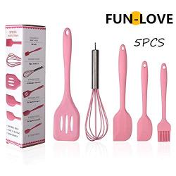 Silicone kitchenware 5 piece set cooking shovel whisker brush kitchen tool anti-scalding non-stick (random color)