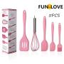 Silicone kitchenware 5 piece set cooking shovel whisker brush kitchen tool anti-scalding non-stick (random color)