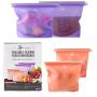 Silicone Reusable Food Bags | Set of 4 Heavy Duty Freezer, Microwave, Dishwasher, Oven, Stovetop Safe Reusable Food Storage Bags | Use for Meat, Broth, Milk, Leftovers and More! by Zoppi Kitchenware