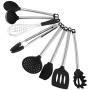 REFIT 8pcs Silicone Cooking Tools Flexible Silicone Kitchenware Non-Stick BakingTool with Round Handle and Eggbeater forCooking tools