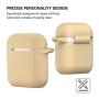 AirPods Case, Silicone Cover with U Shape Carabiner,360°Protective,Dust-Proof,Super Skin Silicone Compatible with Apple AirPods 1st/2nd (Khaki)