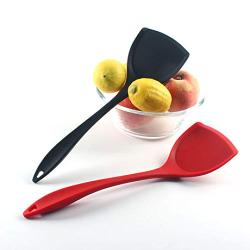 Hjyi Silicone Kitchen spatula non-stick pot special fried vegetables cooking shovel high temperature silicone kitchenware (black and red two-piece set)