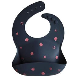 Mushie Silicone Baby Bib | Adjustable Fit Waterproof Bibs (Sea Shells Smoke)