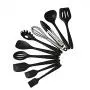 Silicone Kitchenware 10 Piece Non-stick Pan Set Eco-friendly Kitchen Tools Baking Utensils (Color : Black)