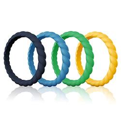 Egnaro Braided Silicone Wedding Ring for Women