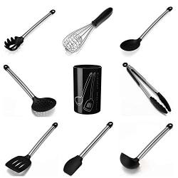 WSZZF311 Stainless Steel Kitchen Utensils Set Tube Handle Silicone Pot Shovel Food Clip Kitchenware Accessories Cooking Utensil Set 9Pcs