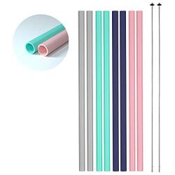 Bosidu 8Pcs Reusable Straws Silicone Drinking Straws FDA and LFGB Approved 9" Long Regular Size for 30/20oz Yeti/Ozark/Rtic Tumblers + 2Pcs Brushes