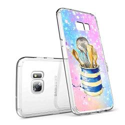 Clear Case for Samsung Galaxy S7 Edge, Kitchenware Pattern {Word} TPU Bumper Anti Scratch Thin Protective Cover