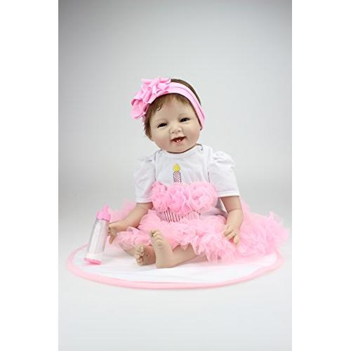 NPK 22&quot 55 cm Handmade Real Looking Realistic Reborn Baby Dolls Newborn Baby Vinyl Silicone Newborn Doll for Birthday Gift Free Magnet Pacifier Dummy