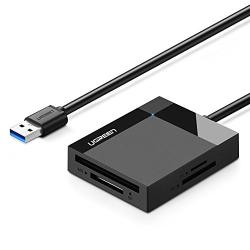 UGREEN SD Card Reader USB 3.0 Card Hub Adapter 5Gbps Read 4 Cards Simultaneously CF, CFI, TF, SDXC, SDHC, SD, MMC, Micro SDXC, Micro SD, Micro SDHC, MS, UHS-I (Black)