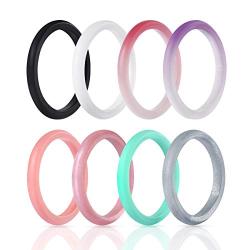 Egnaro Silicone Wedding Ring for Women, Womens Stackable Thin Rubber Ring Wedding Bands