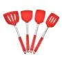 JunbosiKitchenware Silicone Kitchenware 4 Piece Set Non-Stick Pan Shovel Wide Head Stainless Steel Shovel Shovel Cooking Shovel Cooking Shovel Set,Red