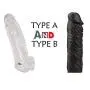 （2）Privacy Packaging Silicone Penis Condom Extender Extended Male Chastity Toy Long Cock Sleeve Reusable condom-B55