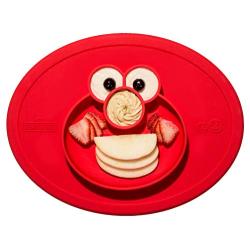 ezpz Sesame Street Elmo Mat - One-Piece Silicone placemat + Plate (Red)