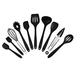 Gwjs Silicone Kitchenware, Non-stick Spatula Silicone Kitchenware Set Cooking Utensils Kitchen Gadget Kitchen Utensils-black