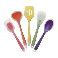 Kitchenware Silicone Heat Resistant Kitchen Cooking Utensils Non-Stick Baking Tool Cooking Tool Sets Spoons Ladle Turner,5Pcs