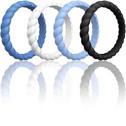 ThunderFit Womens Thin Swivel Rings, 10 Rings / 8 Rings / 4 Rings / 1 Ring - Stackable Silicone Wedding Rings - 2.5mm Wide - 2mm Thick