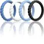 ThunderFit Womens Thin Swivel Rings, 10 Rings / 8 Rings / 4 Rings / 1 Ring - Stackable Silicone Wedding Rings - 2.5mm Wide - 2mm Thick