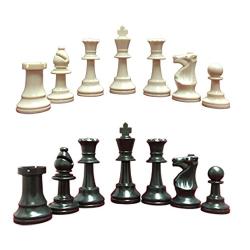 Heavy, Triple Weighted, School, Club, Tournament Chess Set, Black/White - 34 Chess Pieces (2 Extra Queens), 3.75" Tall King, Instructions on How to Play Chess