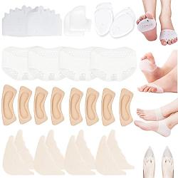 JEWYOCO 14 Pairs Metatarsal Pads Gel Toe Separator Premium Heel Grips Shoes Back Insoles Cushion Reusable Breathable Soft Forefoot Pads Ball of Foot Cushions Toe Filler Inserts