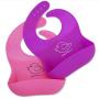 Happy Healthy Parent Silicone Baby Bibs Easily Wipe Clean! Comfortable Soft Waterproof Bib Keeps Stains Off! Set of 2 Colors (Pink/Purple)