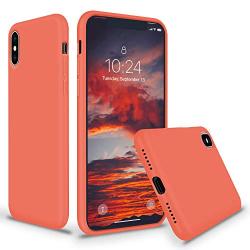 SURPHY Silicone iPhone Xs MAX Case, Slim Soft Liquid Silicone Rubber Full Body Protection Phone Case Cover with Microfiber Lining for iPhone Xs MAX Case 6.5", Nectarine