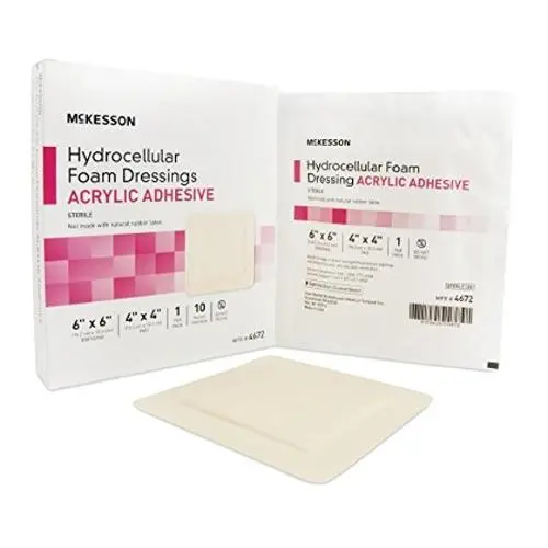 Lot of 10 McKesson Square Film Backing Tan Foam Dressing 6 X 6 Inch