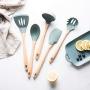Kitchen Utensils,silicone Spatula Set Shovel Scoop Kit Silicone Kitchenware Wooden Handle Cooking Tool-blue C 30.5cm(12inch)