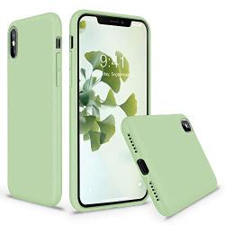 Vooii iPhone Xs Case, iPhone X Case, Soft Liquid Silicone Slim Rubber Full Body Protective iPhone Xs/X Case Cover (with Soft Microfiber Lining) Design for iPhone X iPhone Xs - Matcha