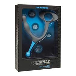 Doc Johnson OptiMALE - Duo - Silicone C-Ring & P-Massager - Joystick Allows For Percision Stimulation of the Prostate - Slate